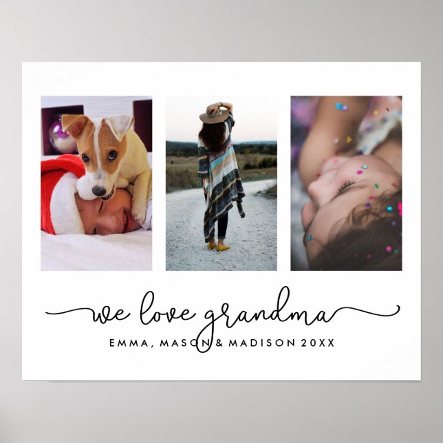 Affiche Trois photos et typographie | Nous aimons grand-mè (Devant)