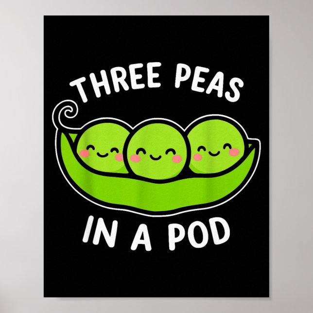 Affiche Trois pois dans un D mignon kawaii drôle  (Devant)