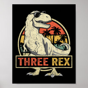Affiche Trois Rex 3ème Anniversaire Chemise Troisième Dino