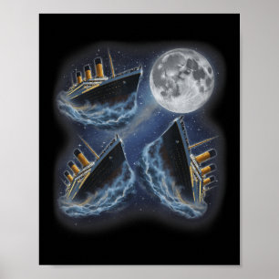 Affiche Trois Rms Titanic Lune 3 Hurlement à la Lune Drôle
