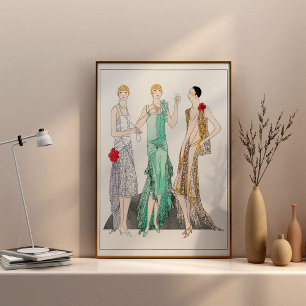 Affiche Trois robes de soirée avec dentelle de Racine