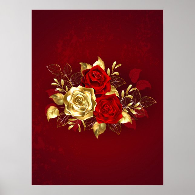 Affiche Trois Roses de bijoux (Devant)