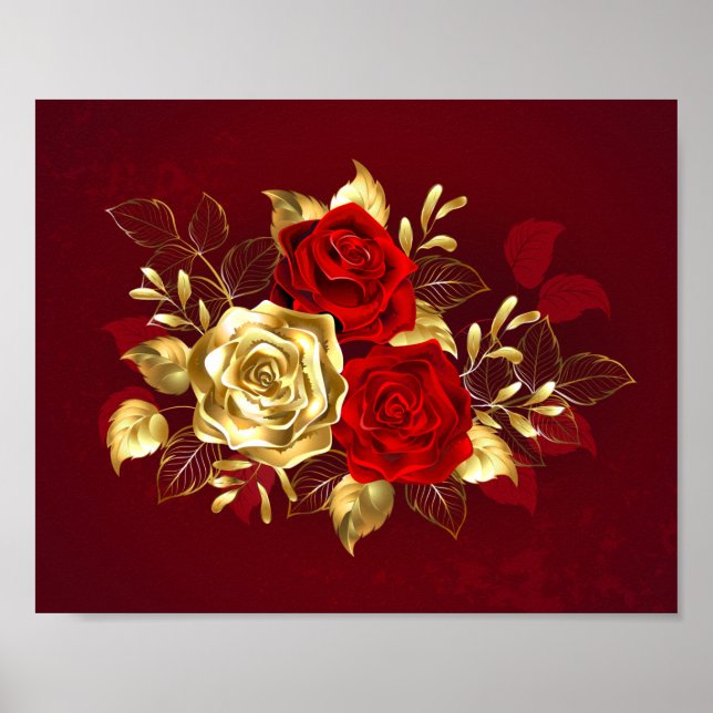 Affiche Trois Roses de bijoux (Devant)