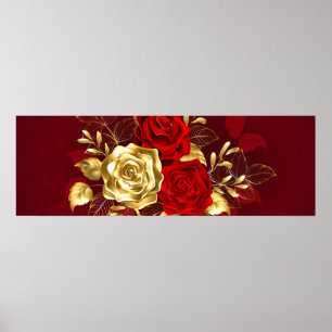 Affiche Trois Roses de bijoux