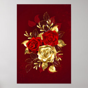 Affiche Trois Roses de bijoux