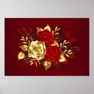 Affiche Trois Roses de bijoux