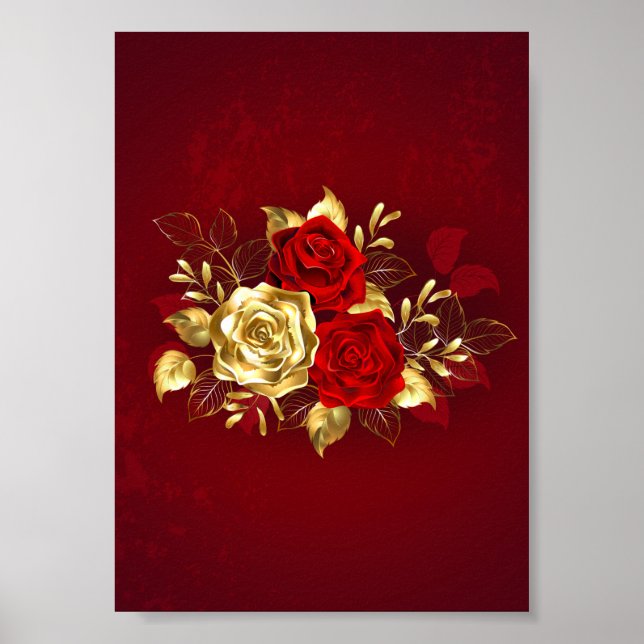 Affiche Trois Roses de bijoux (Devant)