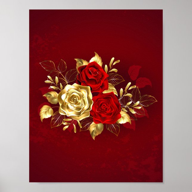 Affiche Trois Roses de bijoux (Devant)