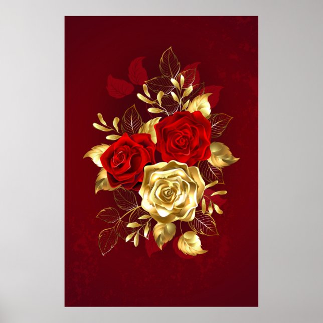 Affiche Trois Roses de bijoux (Devant)