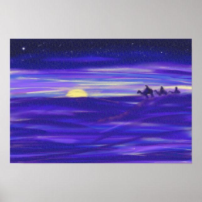 Affiche Trois Sages Hommes belle aquarelle violet (Devant)
