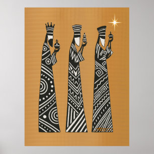 Affiche Trois Sages Hommes Noël Nativité en Noir & Blanc