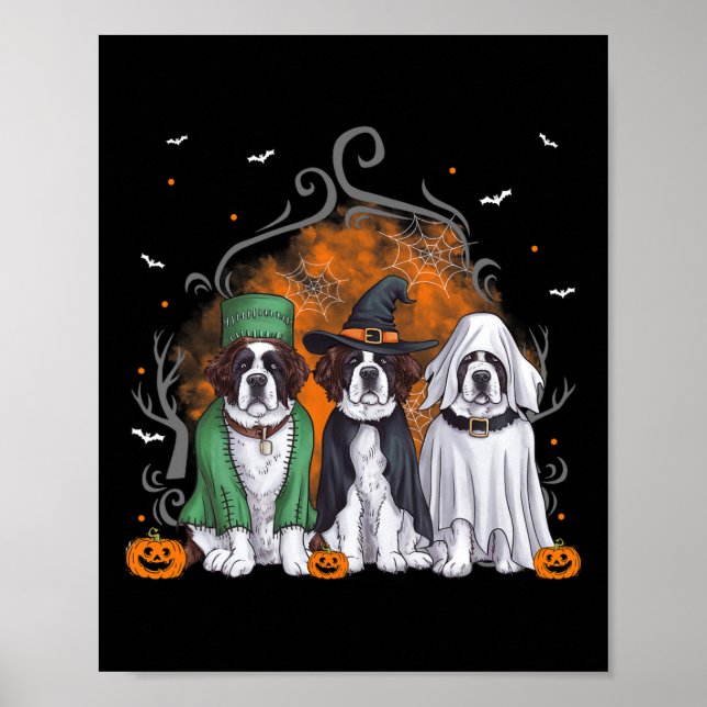 Affiche Trois Saint Bernard St Bernard Chien Halloween Gho (Devant)