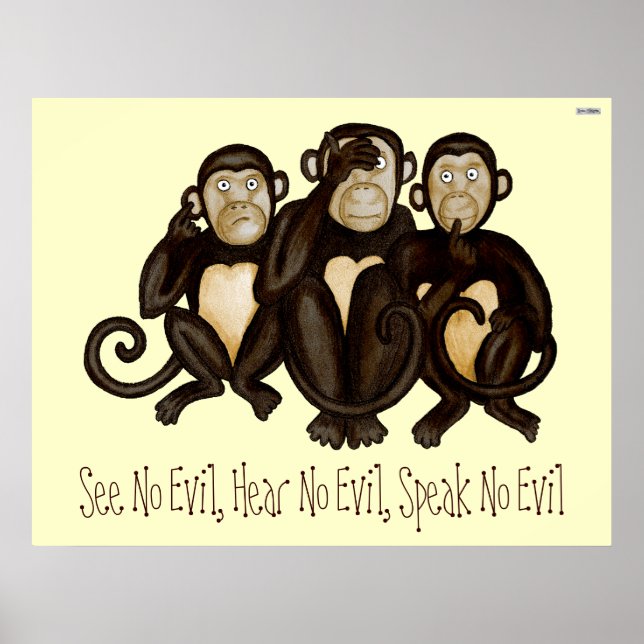 Affiche Trois singes sages (Devant)