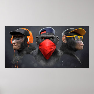 Affiche Trois singes sages