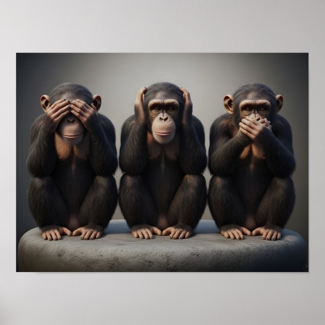 Affiche Trois Singes Sages (Devant)