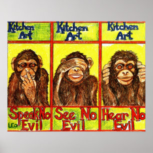 Affiche Trois singes sages