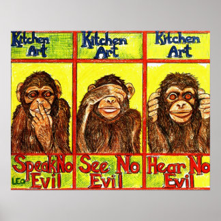 Affiche Trois singes sages