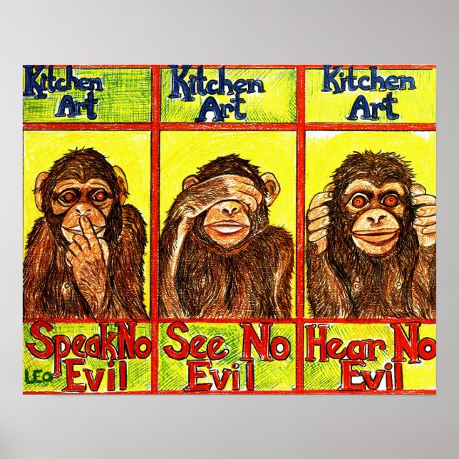 Affiche Trois singes sages (Devant)