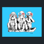 Affiche Trois Singes Sages 3D Caractéristiques Pop Art Pos<br><div class="desc">"Three Wise Monkeys in 3D Specs and Headphones" est une peinture pop art numérique originale de l'artiste écossais MWright pour artwright. Un tableau humoristique.</div>