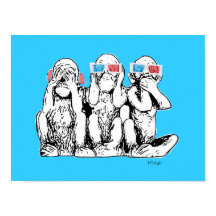 Trois Singes Sages 3D Caractéristiques Pop Art Pos