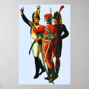 Affiche trois soldats français vers 1800