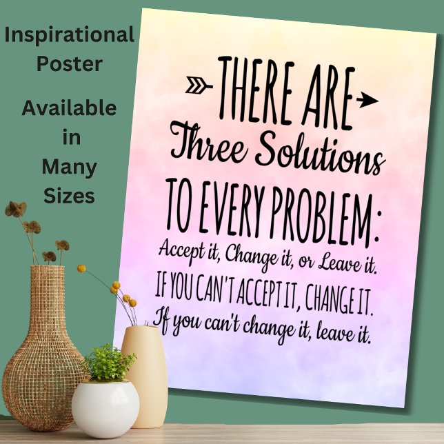 Affiche Trois solutions à chaque problème Inspirationnel - (Créateur téléchargé)