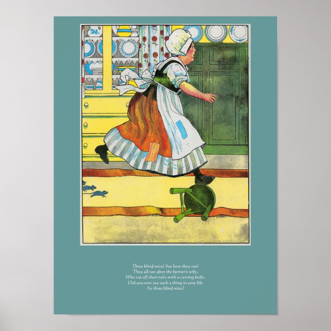 Affiche Trois souris aveugle Mère Oie Nourriture rime (Devant)