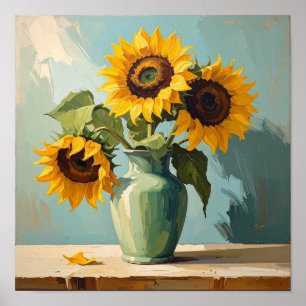 Affiche Trois tournesols d'après Van Gogh