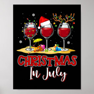 Affiche Trois Verres De Vin Rouge Drôle Buveur Noël En Ju