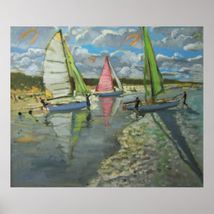 Affiche Trois voiliers Bray Dunes France