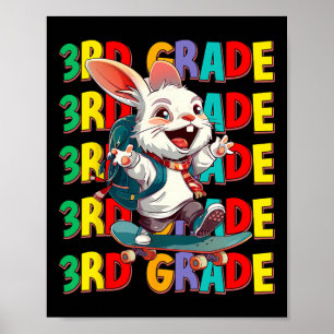 Affiche Troisième 3e année Ck pour école Lapin Skateboard