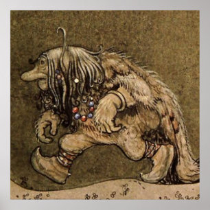 Affiche "Troll de ferme" par l'artiste suédois John Bauer