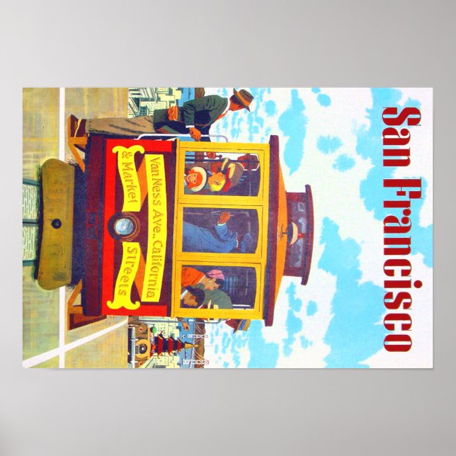 Affiche Trolley Car San Francisco California Golden Gate (Devant)