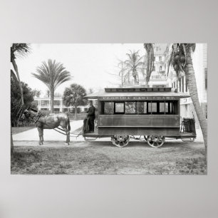 Affiche Trolley de la côte est de Floride, 1905. Photo vin