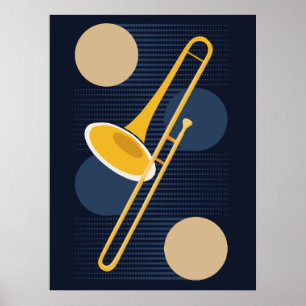 Affiche Trombone Abstrait Instrument de Cuivre Minimalis