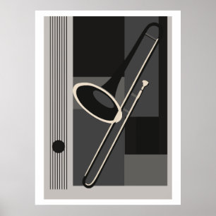 Affiche Trombone Bauhaus Impression, Moderne du Milieu du