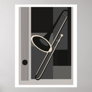 Affiche Trombone Bauhaus Impression, Moderne du Milieu du