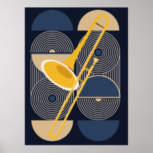 Affiche Trombone d'art Bauhaus Instrument de cuivre mini