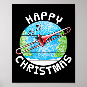 Affiche Trombone Noël Tromboniste Br Musicien Musique Te