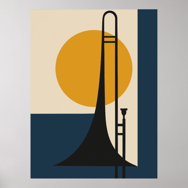 Affiche Trombone Silhouette | Milieu du XXe siècle Moderne (Devant)