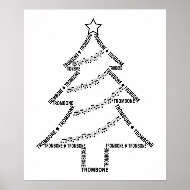 Affiche Trombone Texte Arbre de Noël (Devant)