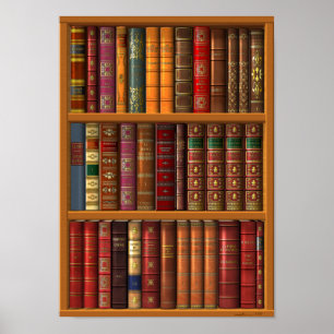 Affiche Trompe l'oeil "Bibliothèque française".