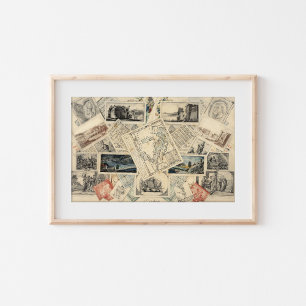 Affiche Trompe l'oeil d'une carte d'Italie P. Verburght