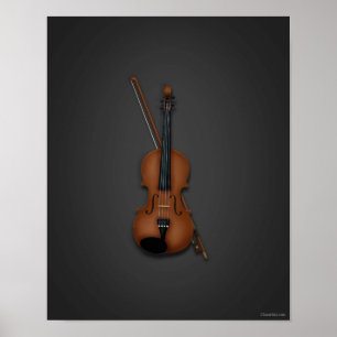 Affiche Trompe L'oeil Violin & Bow Classical Music