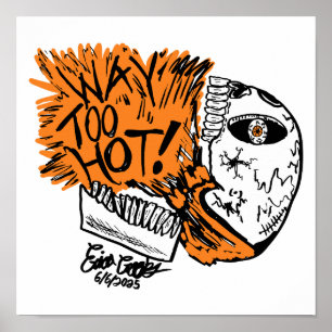 Affiche TROP CHAUD ! crâne de dessin animé
