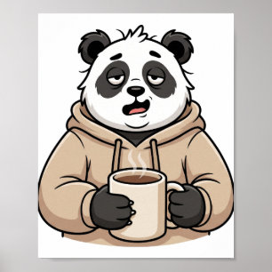 Affiche Trop fatigué pour fonctionner Panda Café Dessin an