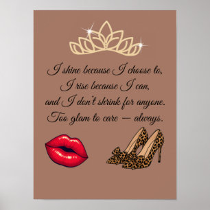 Affiche Trop Glam Pour Se Soucier – Citation Chic