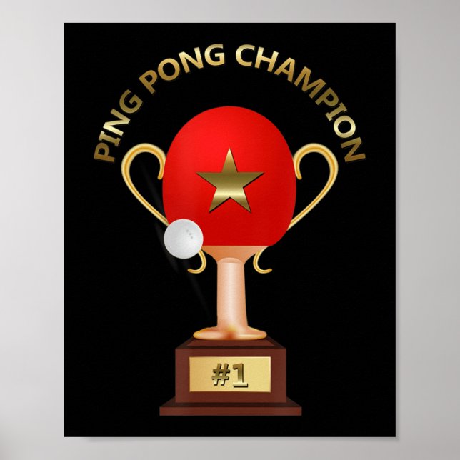 Affiche Trophée Champion de tennis de table Ping Pong (Devant)