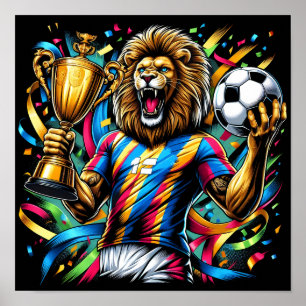 Affiche Trophée de football champion de soccer Lion Victoi