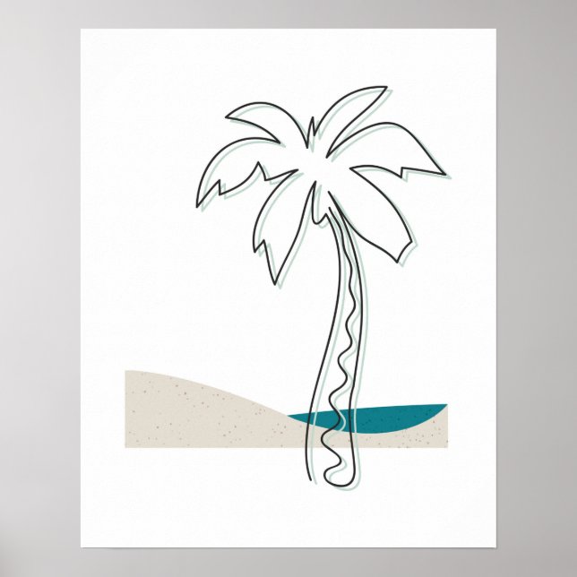 Affiche Tropic Breeze Abstrait Palm Tree Line Art Print (Devant)